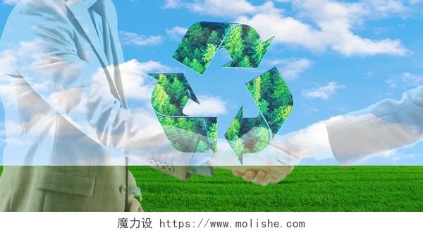 绿色小清新环保循环生态发展展板背景